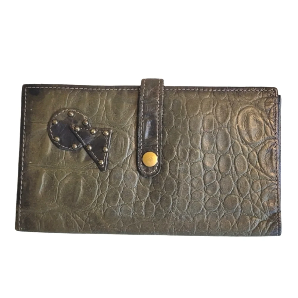 LJ Simone NY Faux Crocodile Leather Women's Wallet Green
